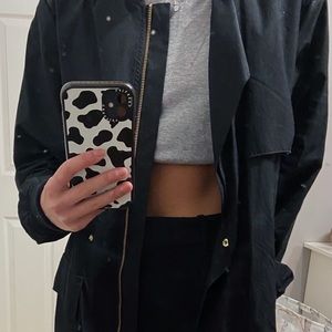 Long Black Bomber Jacket🌿